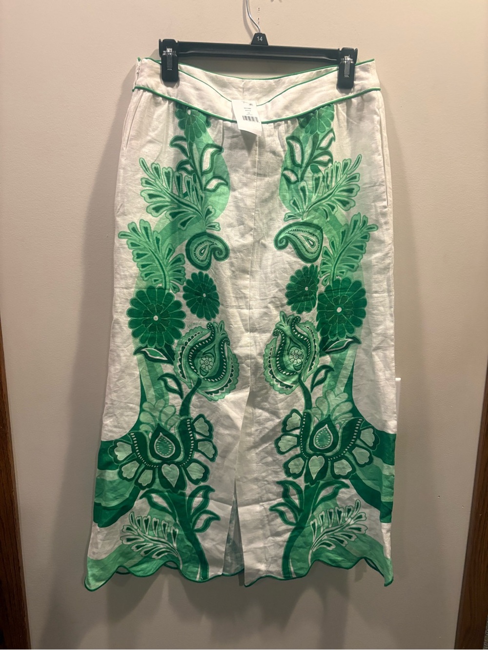 FARM Rio Green Color Festival Linen Midi Skirt - Picture 8 of 12